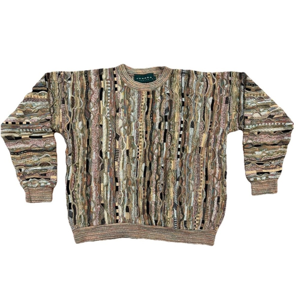Vintage Tundra Sweater 3D‎ Knit Men's Large Multicolor Coogi Style Canada